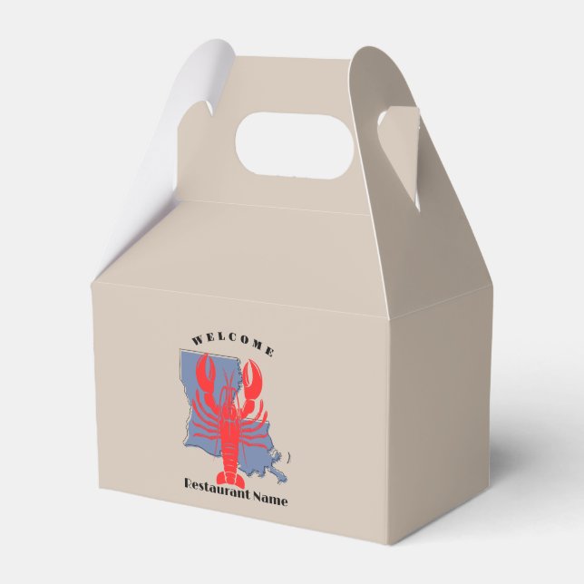 Modern welcome red crayfish Louisiana custom name Favor Boxes (Front Side)