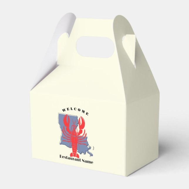 Modern welcome red crayfish Louisiana custom name Favor Boxes (Front Side)