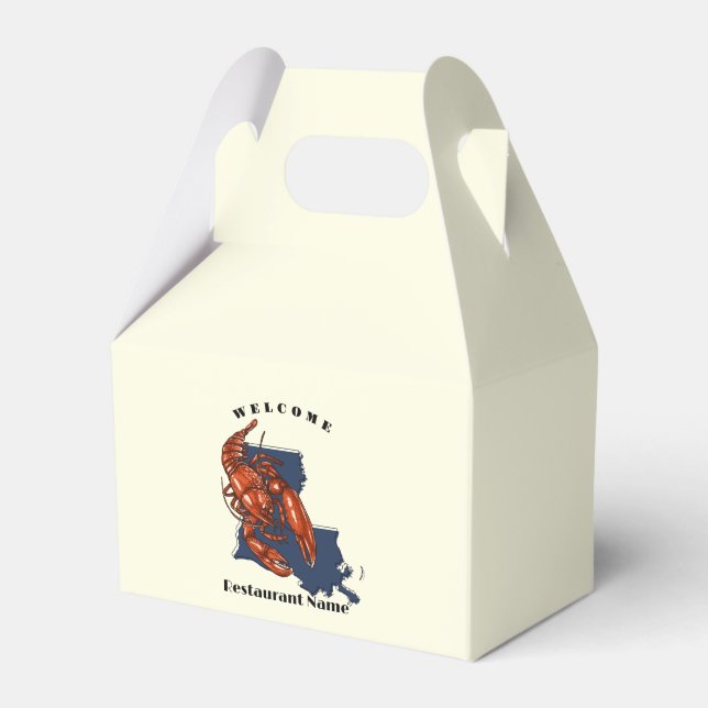 Modern welcome red crayfish Louisiana custom name Favor Boxes (Front Side)