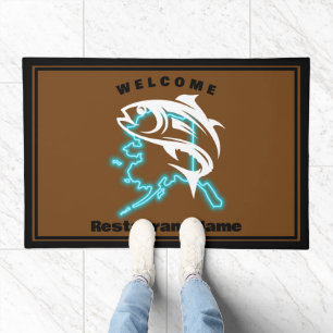 Modern welcome salmon Alaska USA Restaurant name Doormat