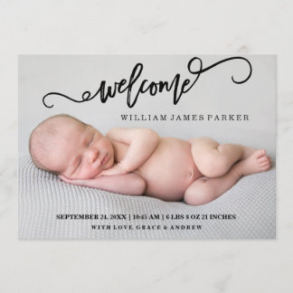 Modern Welcome Star Photo Birth Announcement