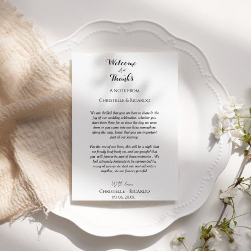 Modern Welcome  thank you Wedding note for guest