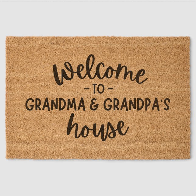 Modern Welcome to Grandma Grandpa House Home Decor Fiber Doormat (Front)