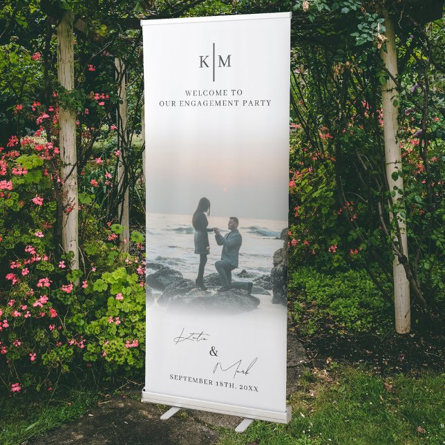 Modern Welcome To Our Engagement Party Photo Sign  (Modern Welcome To Our Engagement Party Photo Sign)