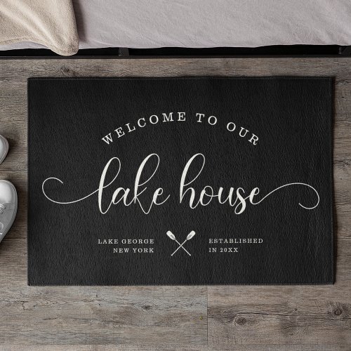 Modern WELCOME TO OUR Lake House Brush Script Doormat