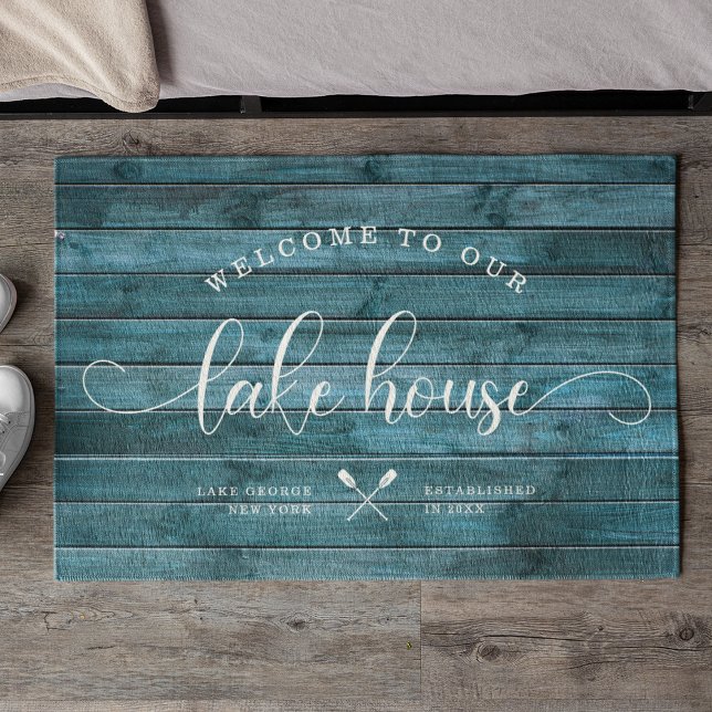 Modern WELCOME TO OUR Lake House Script Custom  Doormat (Creator Uploaded)