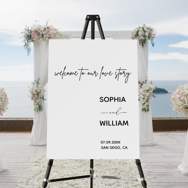 Modern Welcome To Our Love Story Wedding Welcome Foam Board (Creator Uploaded)
