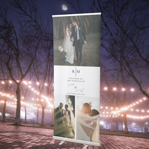 Modern Welcome To Our Wedding 3 Photo Sign 