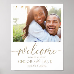 Modern Welcome To Our Wedding Gold Calligraphy Poster