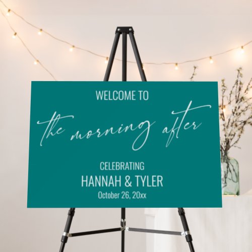 Modern Welcome to The Morning After Brunch Teal Foam Board