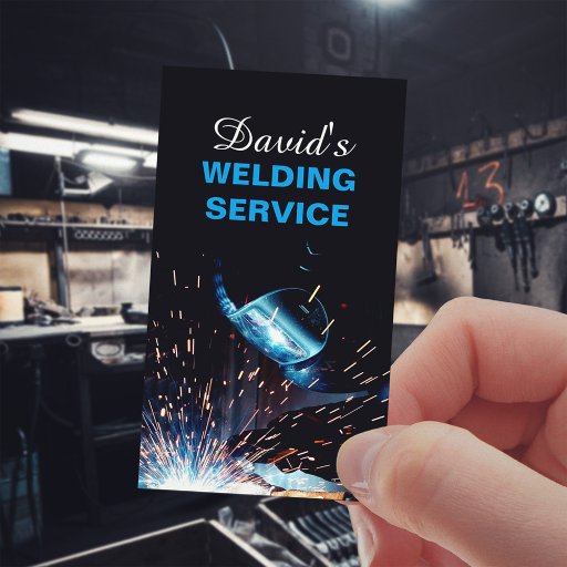 Customizable Modern Welding Service and Metal Fabrication Photo Business Card