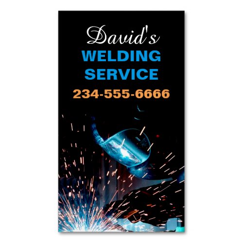 Modern Welding Service and Metal Fabrication Photo Business Card Magnet