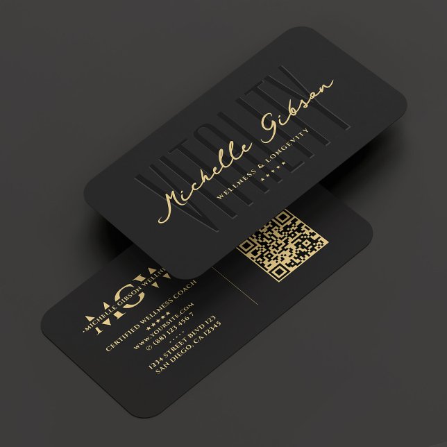 Modern Wellness Coach Dietitian Black Business Card (Modern Wellness Coach Dietitian Black Business Card
)