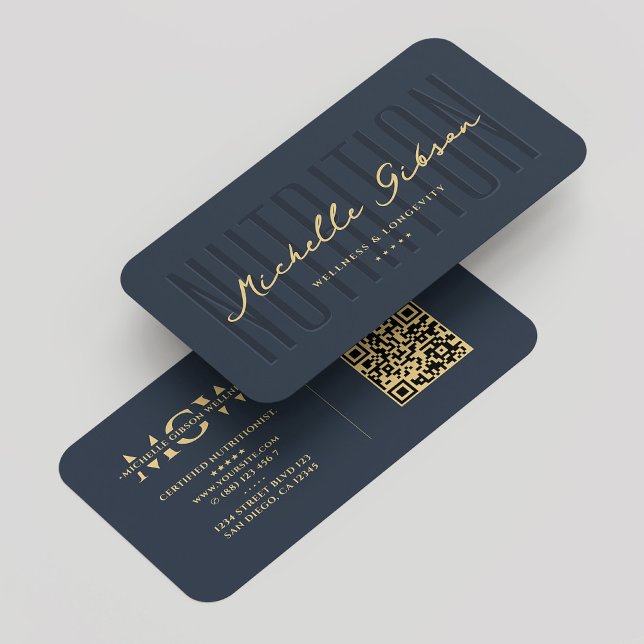 Modern Wellness Coach Personal Trainer Dark Blue Business Card (Modern Wellness Coach Personal Trainer Dark Blue Business Card
)