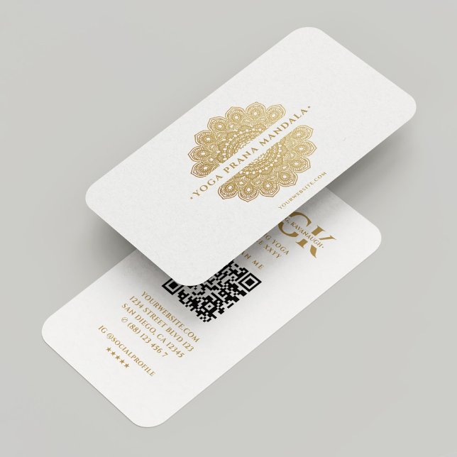 Modern Wellness Coach Yoga Spa White Gold Mandala  Business Card (Modern Wellness Coach Yoga Spa White Gold Mandala Business Card
)