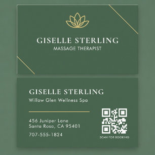Modern Wellness Massage Therapist QR Code Business Card
