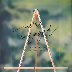 Modern We're Engaged Engagement Party Welcome Acrylic Sign