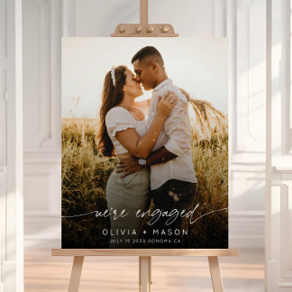 Modern We're Engaged Engagement Party Welcome Foam Board