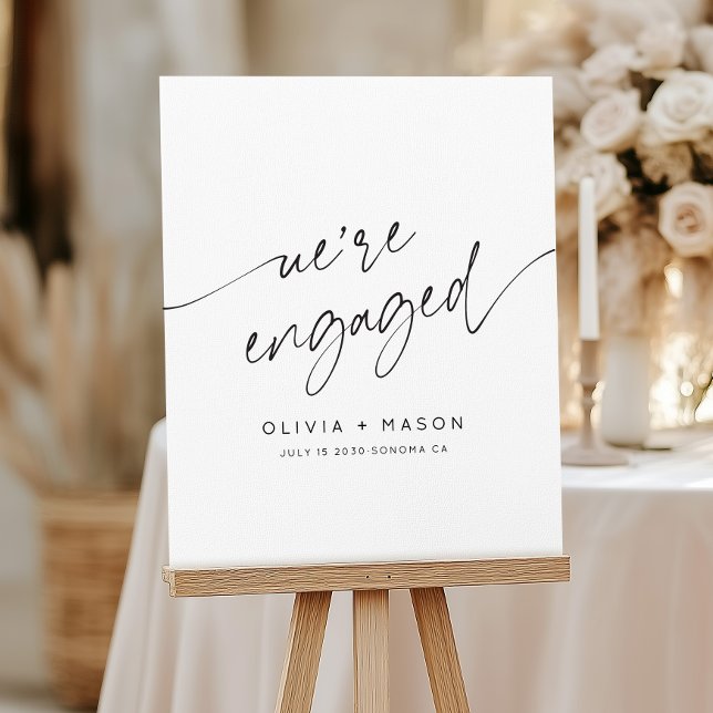 Modern We're Engaged  Engagement Party Welcome Foam Board (Creator Uploaded)