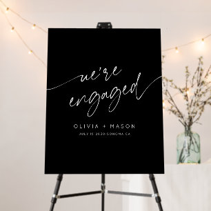 Modern We're Engaged  Engagement Party Welcome Foam Board