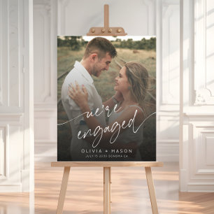 Modern We're Engaged Engagement Photo Welcome Foam Board