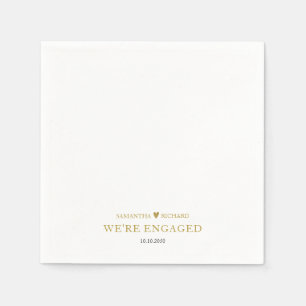 Modern Were Engaged Gold Heart Engagement Party Napkins