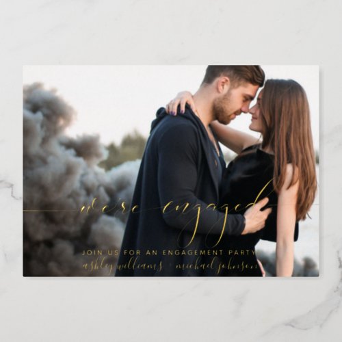 Modern Were Engaged Photo Engagement Party Foil Invitation