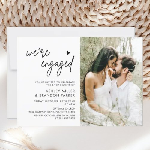 Modern Were Engaged Photo Engagement Party Invitation