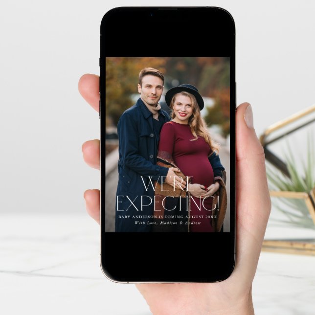 Modern We're Expecting 2 Photo Pregnancy Announcement (Front Digital)