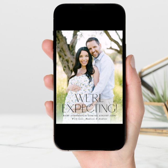 Modern We're Expecting 2 Photo Pregnancy Announcement (Front Digital)