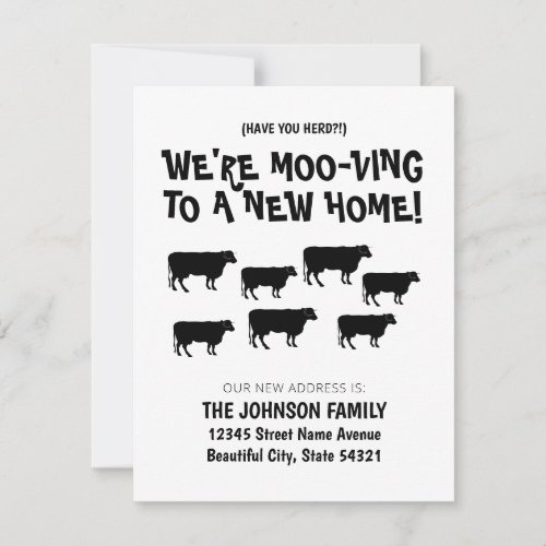 Modern Were Moving Cow Herd New Home Address Announcement