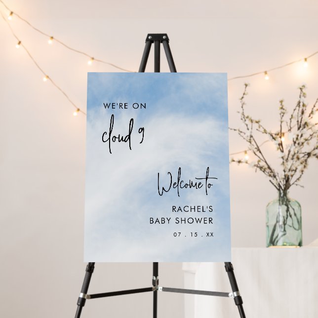 Modern We're On Cloud 9 Baby Shower Welcome Foam Board (In Situ (Stand))