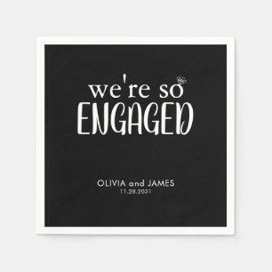 Modern We're So Engaged Diamond Ring Engagement Napkins
