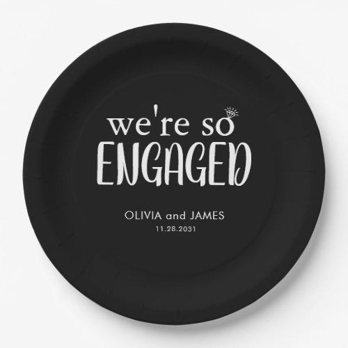 Modern Were So Engaged Diamond Ring Engagement Paper Plates