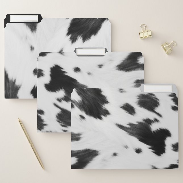 Modern Western Cowboy Black and White Cow Print  File Folder (Set)