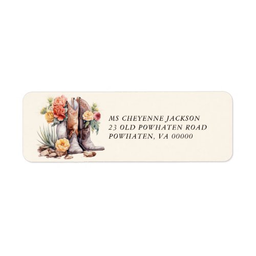 Modern Western Cowboy Boots Return Address Label