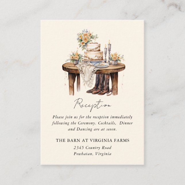 Modern Western Cowboy Rustic Country Wedding  Enclosure Card (Front)