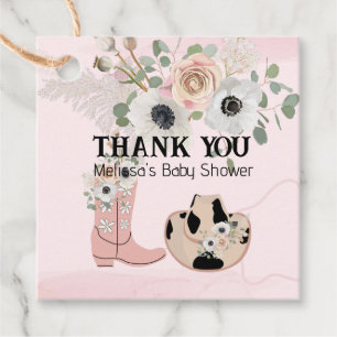 Modern Western Cowgirl Pink Boots Hat Custom Favor Tags