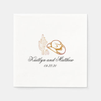 Modern Western Dark Brown Wedding Napkins