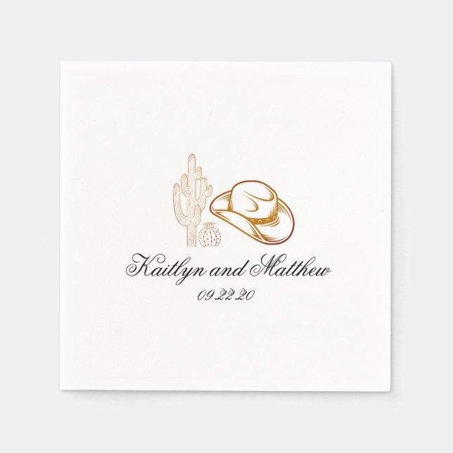 Modern Western Dark Brown Wedding Napkins (Front)