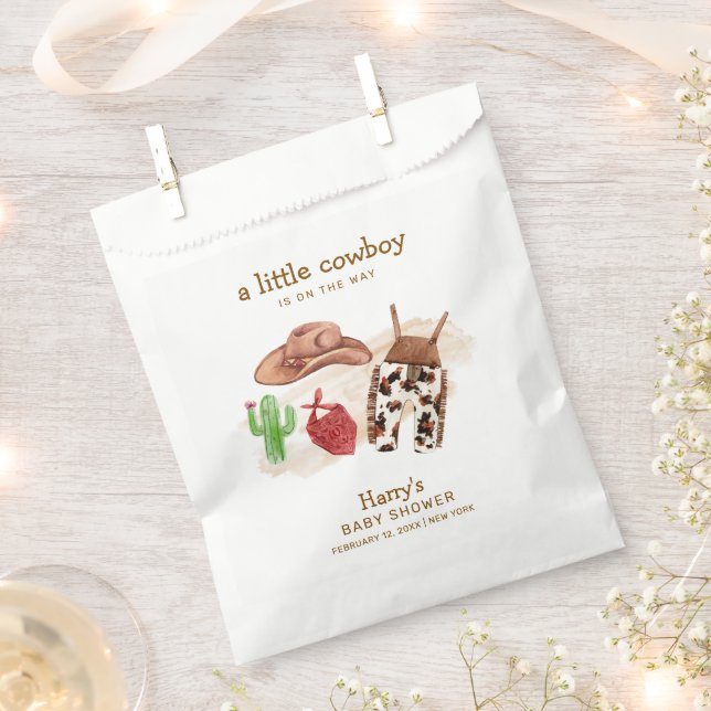 Modern Western Desert Cactus Cowboy Baby Shower  Favor Bag (Clipped)
