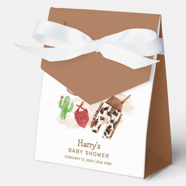 Modern Western Desert Cactus Cowboy Baby Shower  Favor Boxes (Front)
