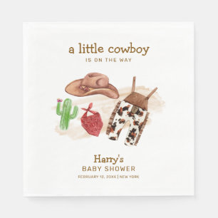 Modern Western Desert Cactus Cowboy Baby Shower Napkins