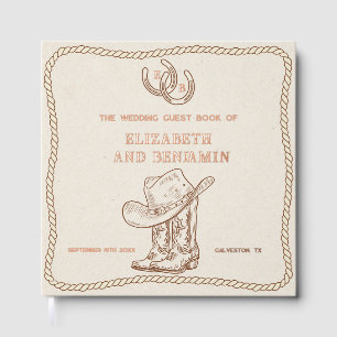 Modern Western Horseshoe Initials Cowboy Wedding Foil Guest Book