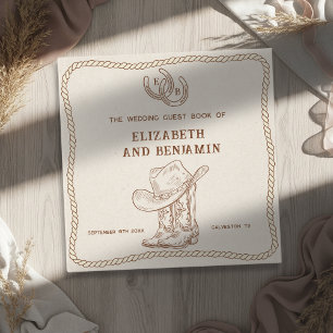Modern Western Horseshoe Initials Cowboy Wedding Guest Book