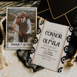 Modern Western Photo Wedding Invitation<br><div class="desc">A modern western wedding invitation featuring warm neutral tones and bold southwest-inspired patterns. Perfect for ranch,  desert,  or outdoor weddings with a semi-formal western feel. Available as professionally printed invitations or a convenient digital file for easy sharing.</div>
