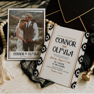 Modern Western Photo Wedding Invitation