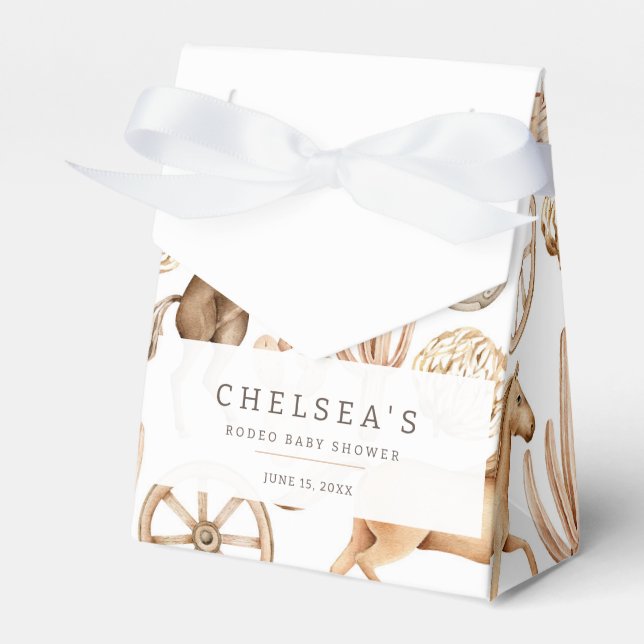 Modern Western Rodeo Watercolor Baby Shower Favor Boxes (Front Side)