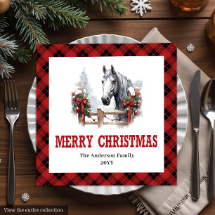 Modern Western Tartan Christmas Paper Napkins