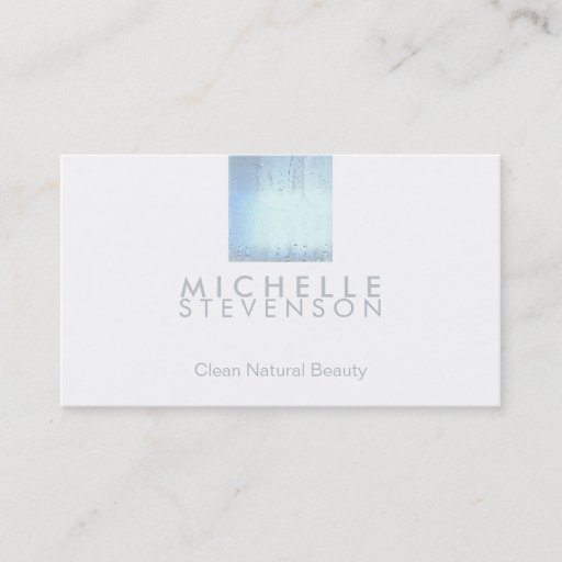 Customizable Modern Wet Blue Glass Beauty Salon and Spa White Business Cards